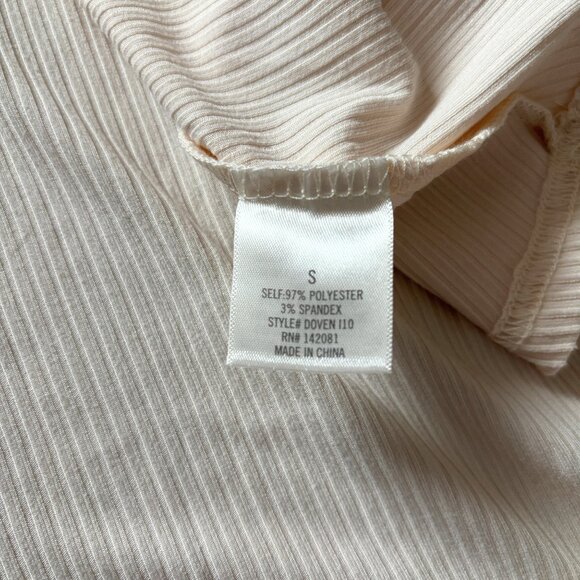 Mi Ami Ribbed Mini Dress Beige Cream Womens Small Boho Cottagecore Babydoll 90s - Picture 10 of 13